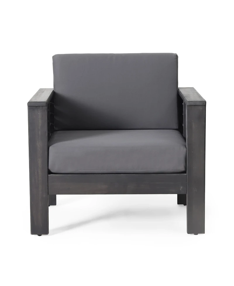 Streamdale Acacia Wood Club Chairs With Cushions, Dark Gray