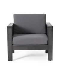 Streamdale Acacia Wood Club Chairs With Cushions, Dark Gray