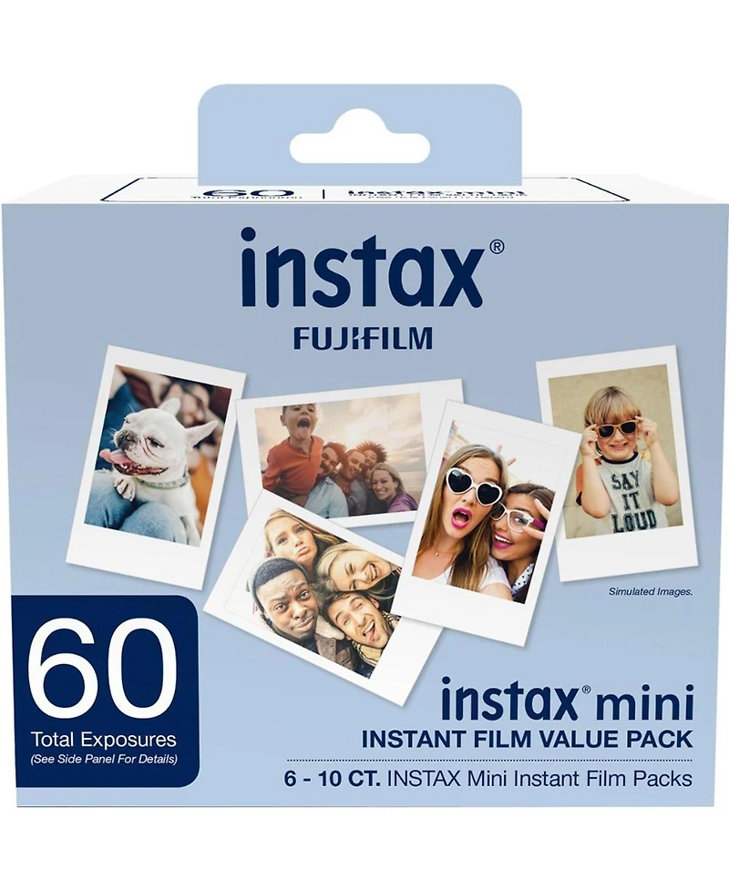Fujifilm Fujifilm Mini Instant Camera Film: 60 Shoots Total, Value Pack, (6-Packs of 10 Sheets) Bundled with Slinger Photo Album (60 Pack)
