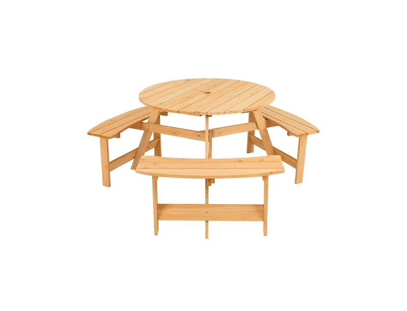 Slickblue Kids Wooden Picnic Table and Bench Set with Umbrella Hole
