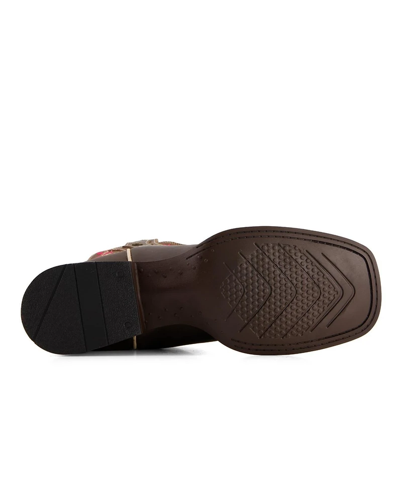 Forastero Women's Authentic Leather Flowers Embroidery Western Boots 93658