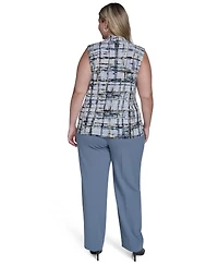 Calvin Klein Plus Printed Sleeveless V-Neck Top