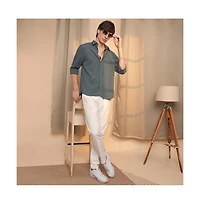 Campus Sutra Men's Charcoal Grey Honeycomb-Textured Oversized Shirt