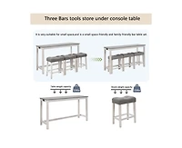 sumyeg 4-Piece Outlet Bar Set with Multi-Function Sofa Back Table and 3 Padded Stools