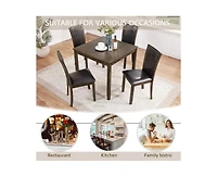 sumyeg Dark Walnut Farmhouse 5-Piece Dining Set with Wood Table and 4 Chairs