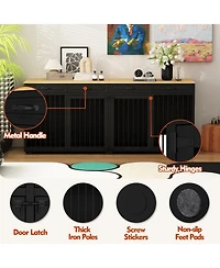 Homsee Dog Crate Furniture, 92.9 in. Wooden Dog Crate Kennel with 4 Drawers