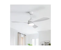 Sofucor 52-inch Modern White Ceiling Fan with Led Light and Remote Control Dc Motor
