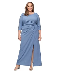 Sl Fashions Plus Crewneck Maxi Dress