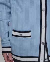 Karl Lagerfeld Paris Women's V-Neck Contrast Cardigan