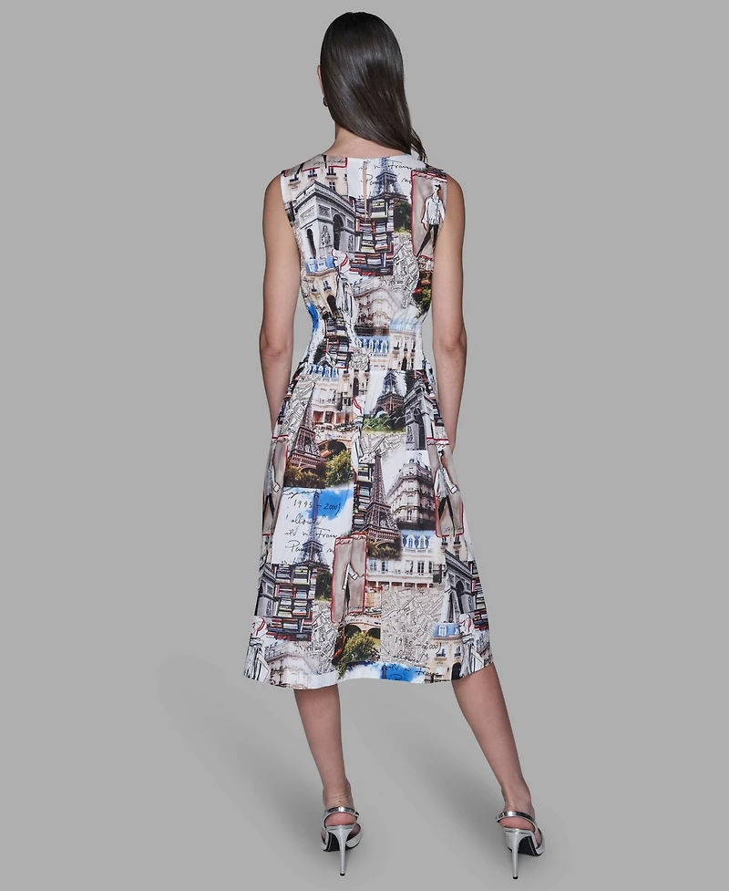 Karl Lagerfeld Paris Women's Allover City Scene Print Pull-On Dress
