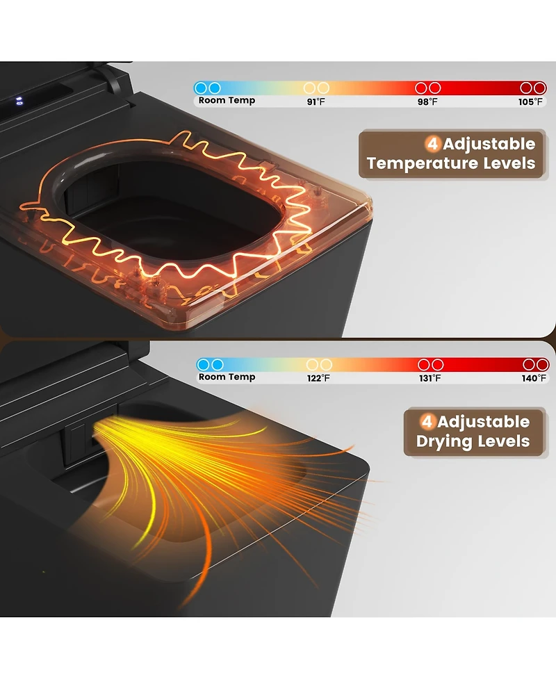 Casainc Smart One-Piece Bathroom Fixture With Heated Seat, Auto Flush, Wash, Dryer And Digital Display