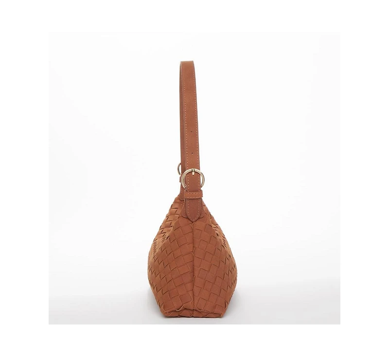 Susu Woven Suede Baguette Bag with Crossbody Strap