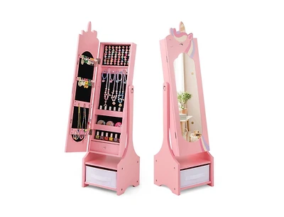 Kids Jewelry Armoire Cabinet with Storage and 2 Tilt Angles