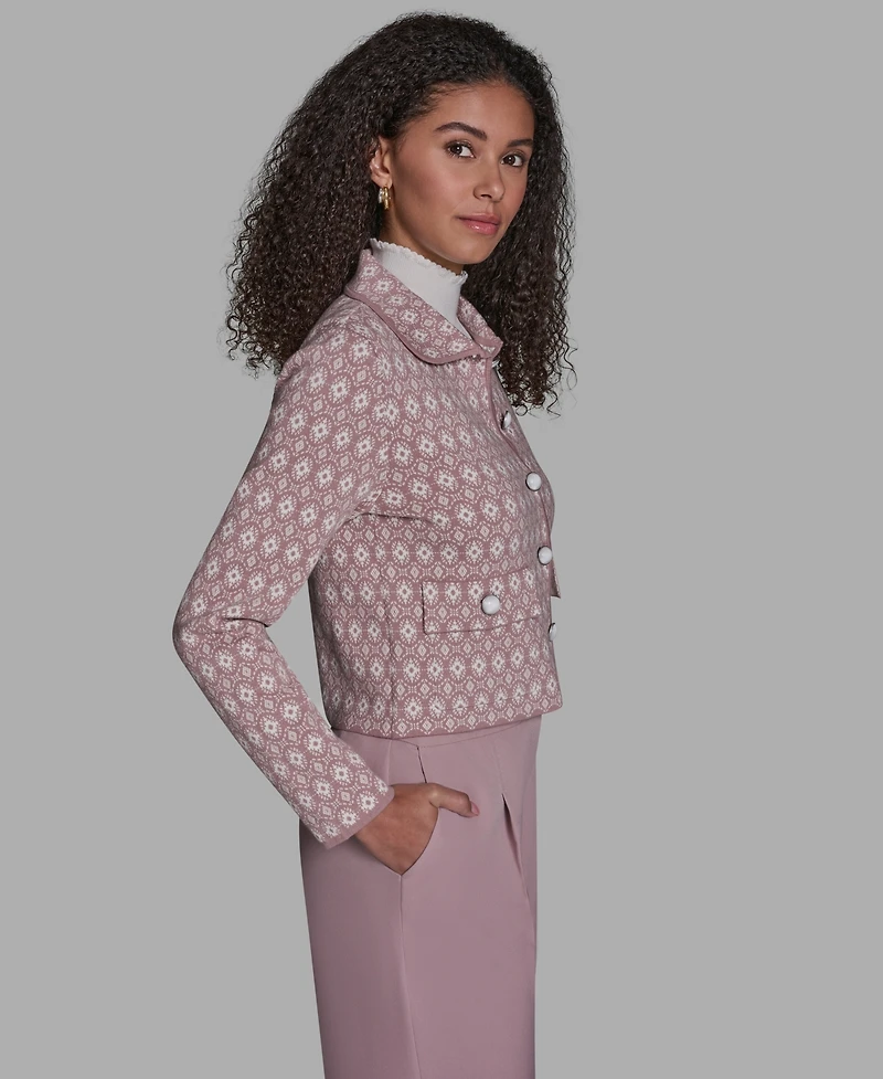 Bcbg Women's Printed Long-Sleeve Sweater Knit Jacket