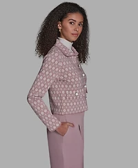 Bcbg Women's Printed Long-Sleeve Sweater Knit Jacket