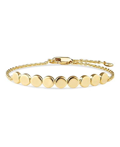 Devata Round Link Chain Bracelet in Gold Plated Sterling Silver, Adj 6.5/7.0/7.5 inch