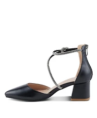 Patrizia Women s Eluned Crystal-Embellished Pointed Toe Pumps with Block Heel and Back Zipper