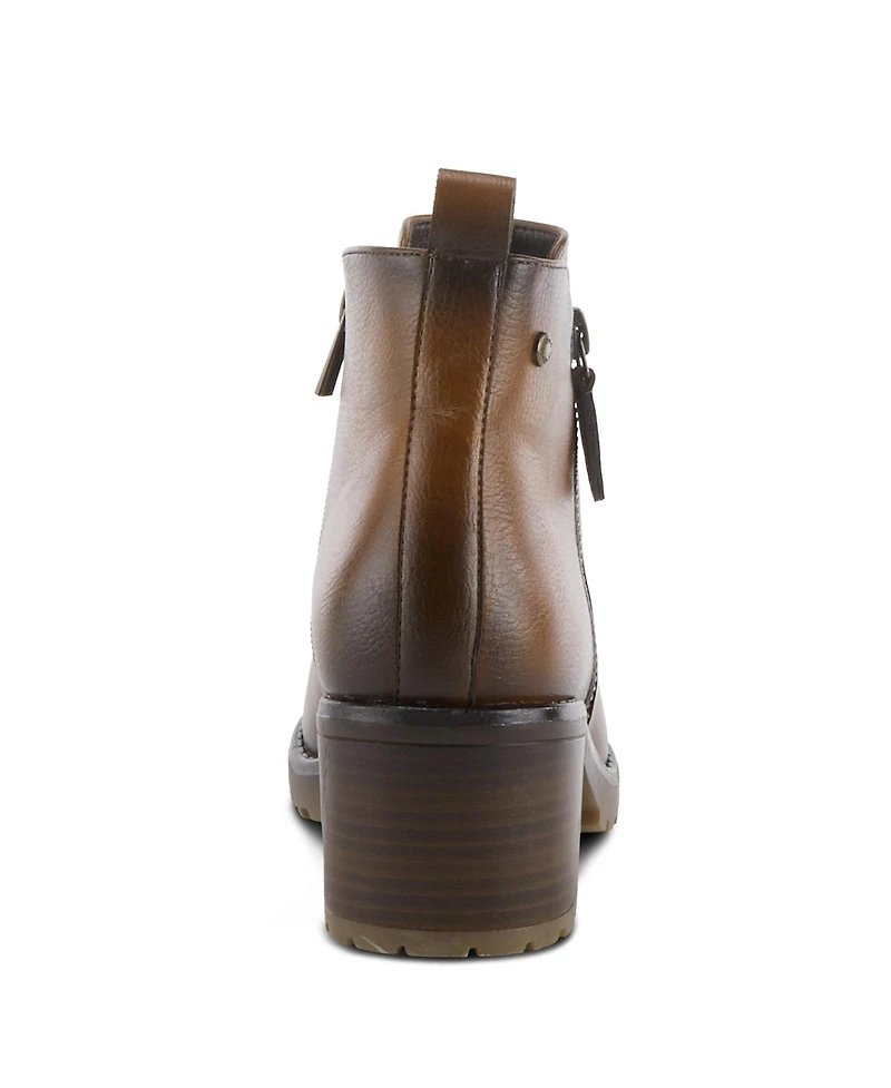 Patrizia Women s Irie Burnished Almond Toe Booties with Outside Zipper and Toggle Detail