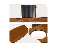 Sofucor 52-inch Modern Minimalist 3-Blade Flush Mount with Remote Control,Supporting Mobile Device Connection and Voice Function