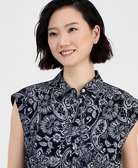 Nautica Women's Paisley Button-Front Sleeveless Jumpsuit