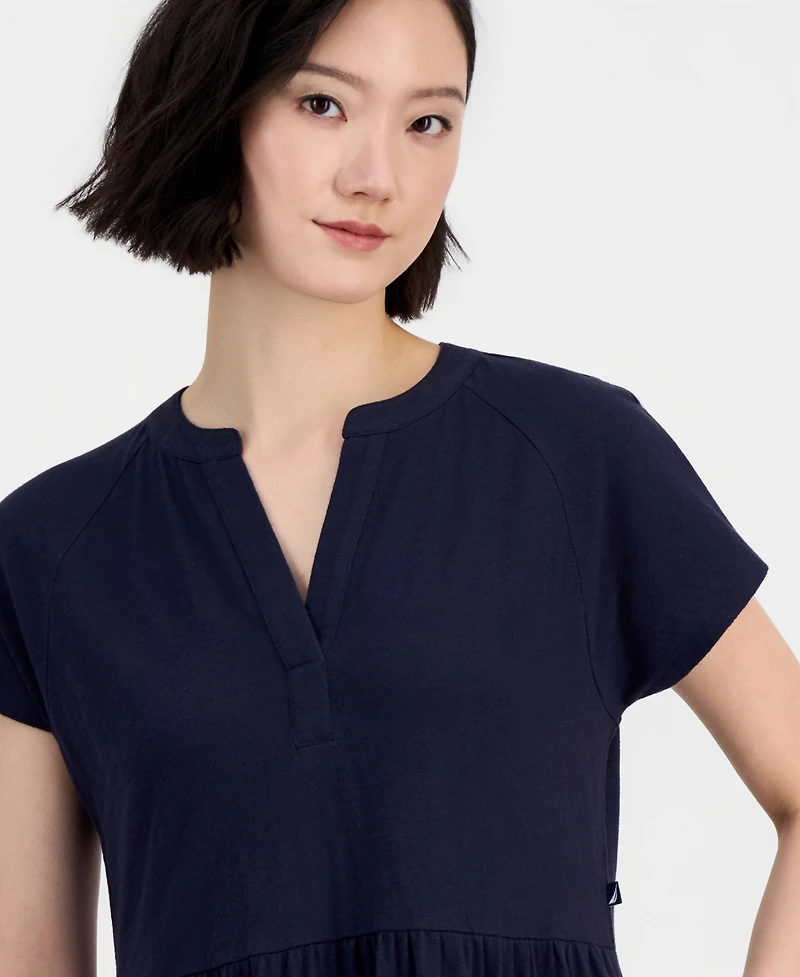 Nautica Jeans Women's Cotton Tiered Midi Dress