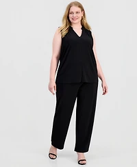 Anne Klein Plus Pleated-Shoulder Sleeveless Top