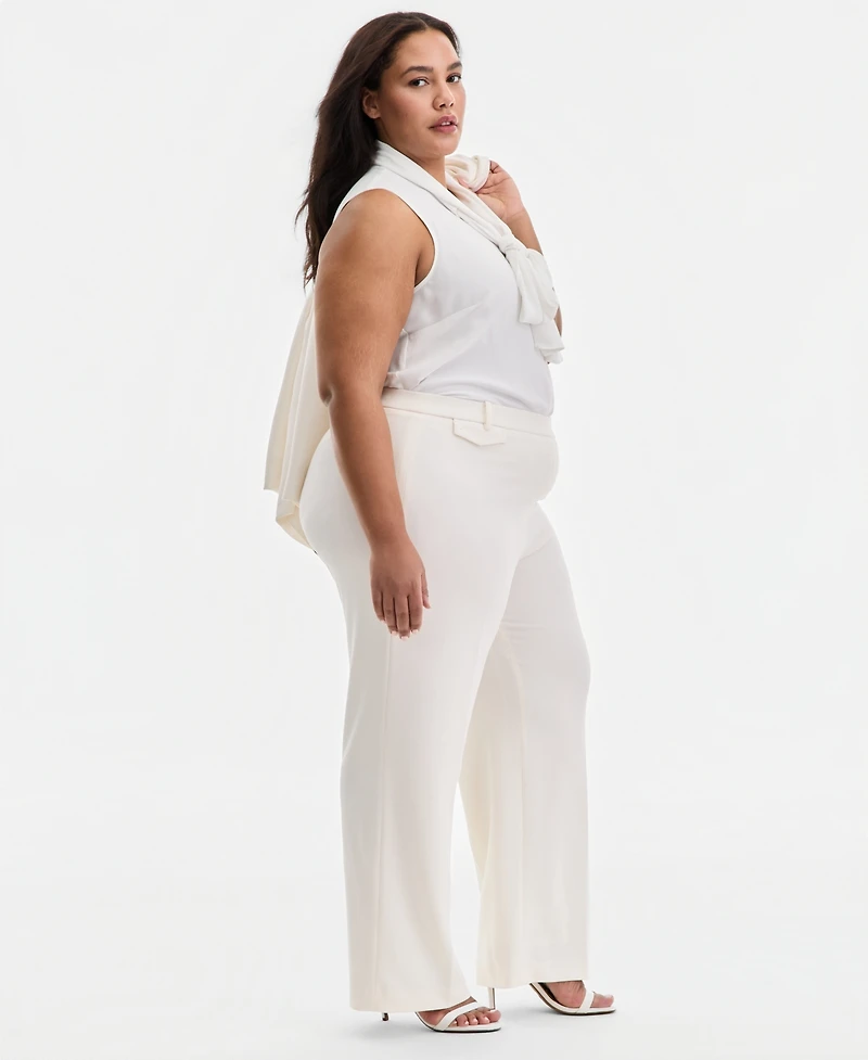 Anne Klein Plus Pull-On Flap-Pocket Pants