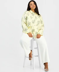 Anne Klein Plus Printed Button-Front Shirt