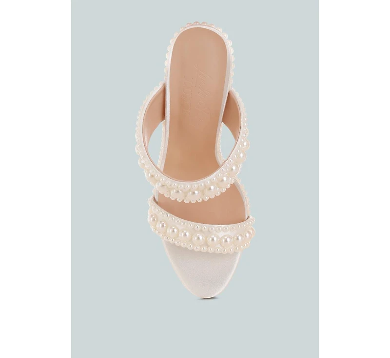 London Rag Womens Ambrin Pearl Embellished Slip On Stiletto Heels