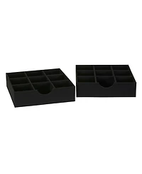 Household Essentials 9-Compartment Drawer Organizers, Pack of 2, Black Linen