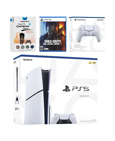 Sony PlayStation 5 Slim Disc Bundle with Call of Duty Black Ops 7 Game, MightySkins Code and Extra Controller