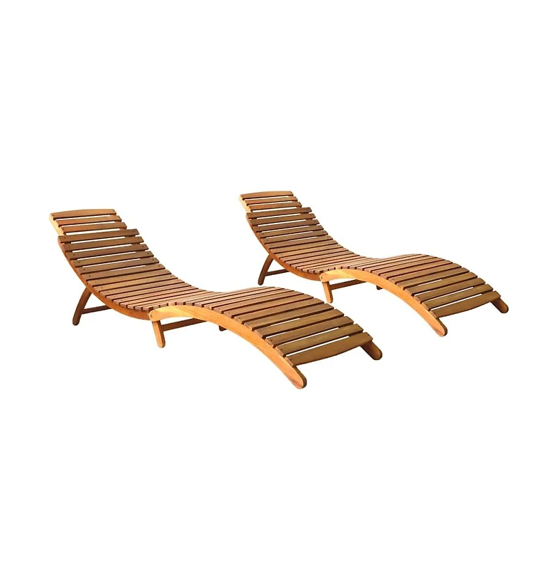 Sun Lounger Natural Brown Solid Acacia wood with a natural oil finish