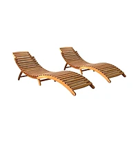 Sun Lounger Natural Brown Solid Acacia wood with a natural oil finish