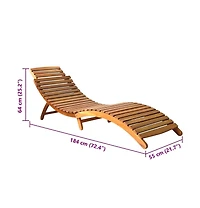 vidaXL Sun Lounger Cream Cushion, Natural Wood