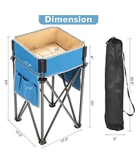 Sugift 2 Pieces Folding Camping Tables with Large Capacity Storage Sink for Picnic