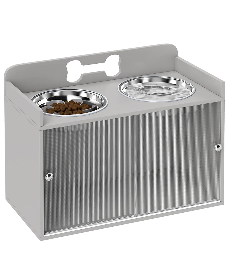 PawHut Elevated Dog Bowls with Storage, Raised Bowl Sd with Food Dishes