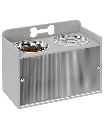 PawHut Elevated Dog Bowls with Storage, Raised Bowl Sd with Food Dishes