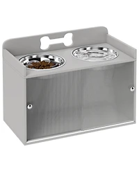 PawHut Elevated Dog Bowls with Storage, Raised Bowl Sd with Food Dishes