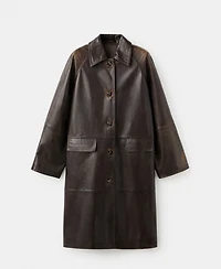 Mango Women's 100% Leather Full-Length Coat