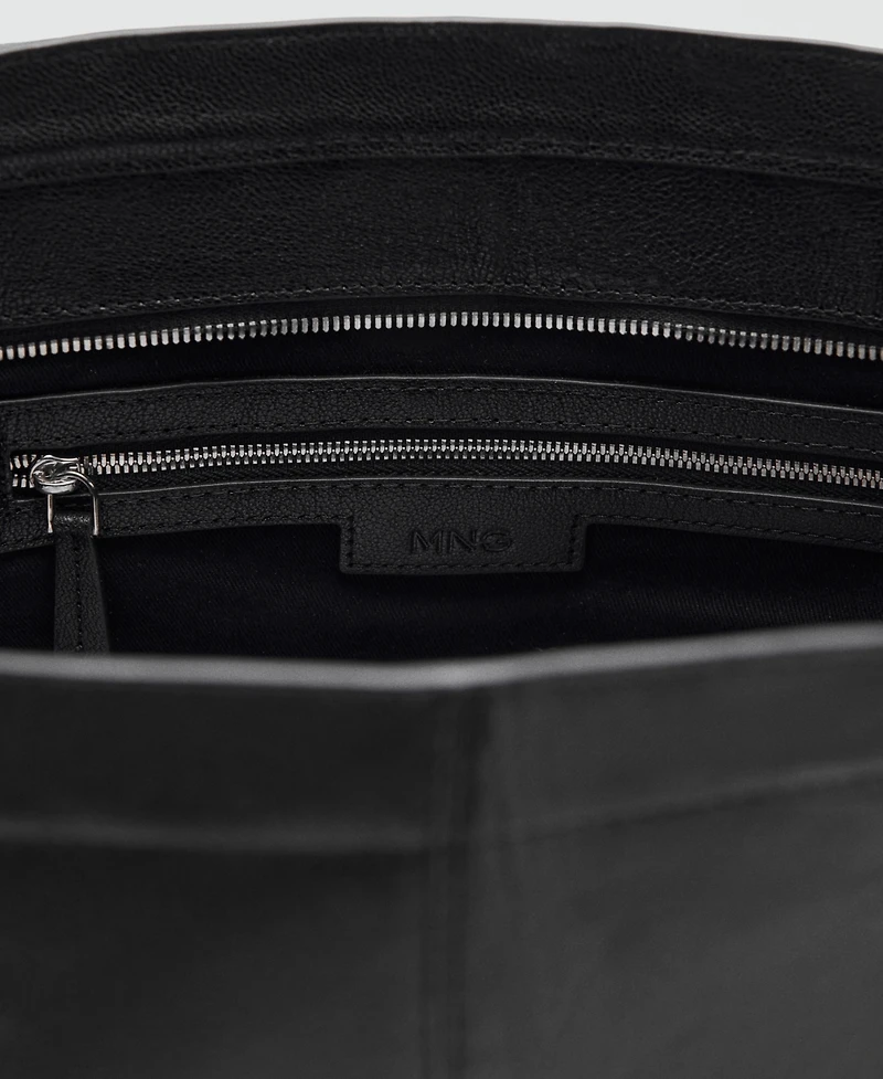 Mango Women's Leather Shopper Bag