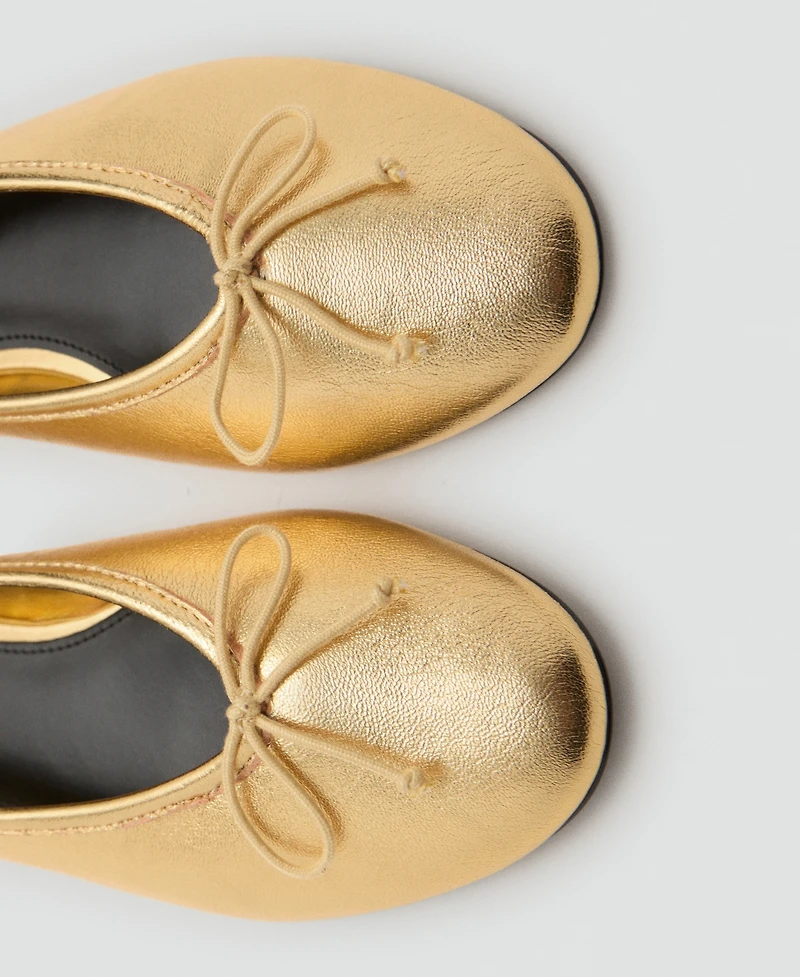 Mango Women's Bow Leather Ballet Flats