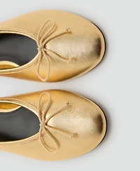 Mango Women's Bow Leather Ballet Flats