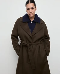 Mango Women's Belt Handmade Wool Coat