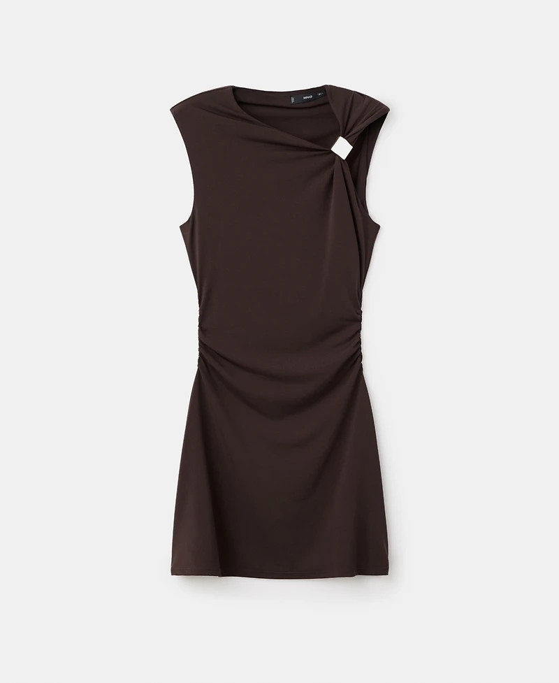 Mango Women's Asymmetrical Neck And Metallic Detail Dress