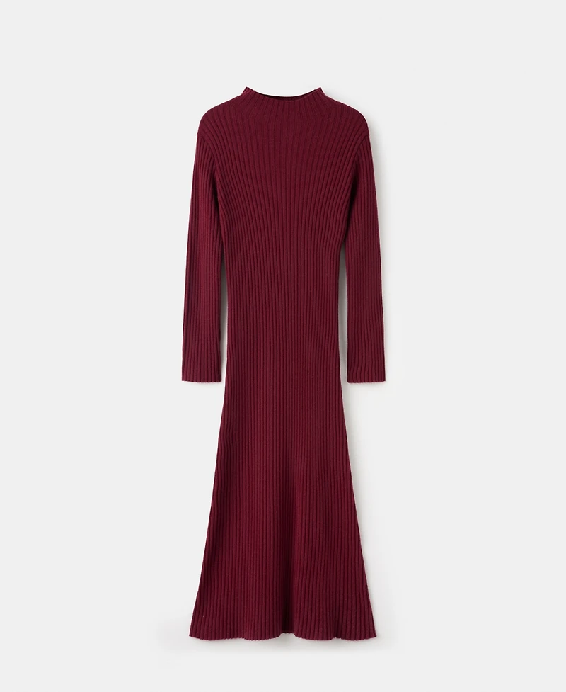 Mango Women's Perkins-Neck Ribbed Dress