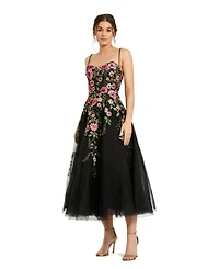 Mac Duggal Women's Bustier Embroidered Floral A-Line Dress