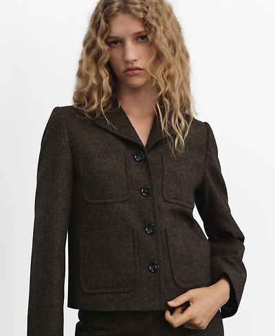 Mango Women's Speckled Wool Pockets Jacket