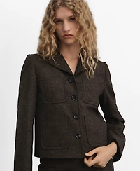 Mango Women's Speckled Wool Pockets Jacket