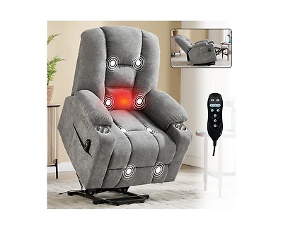 Power Lift Recliner Chair with Massage and Heat Heavy Duty Motion Mechanism Usb Type C Ports