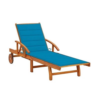 vidaXL Lounger Blue Solid Acacia Wood Standard Adjustable Arms